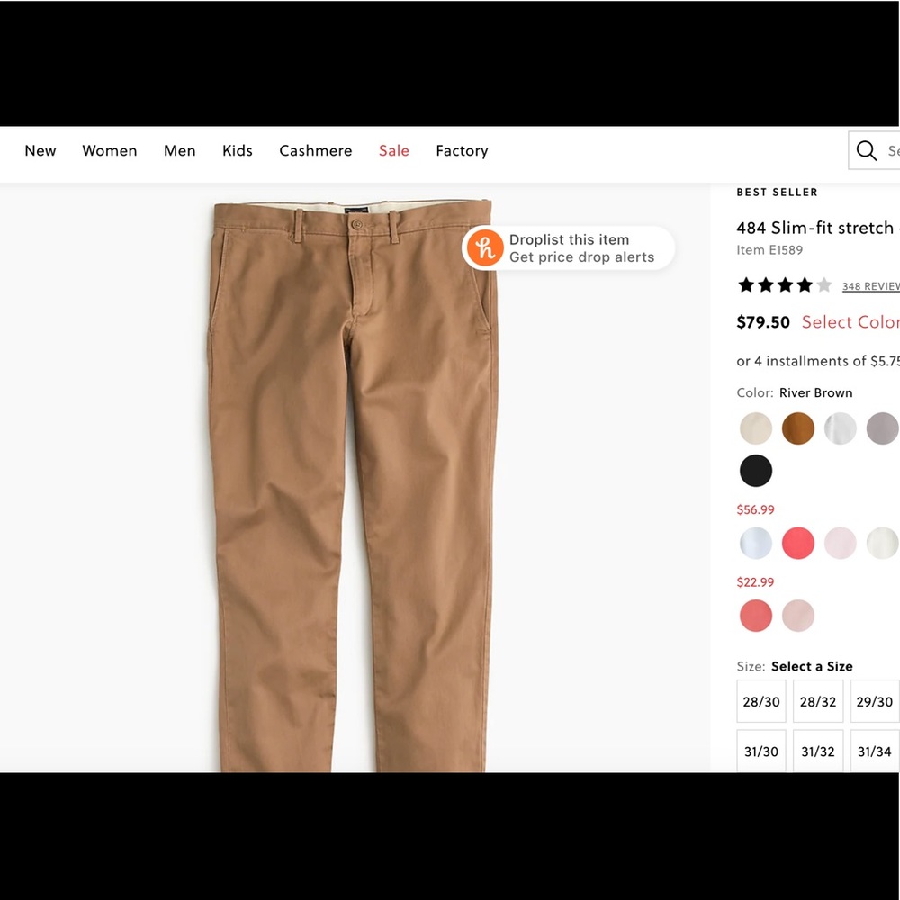 J. Crew 484 Slim Fit Stretch Chino